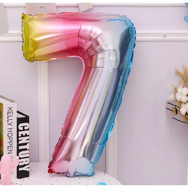 Balon din Folie Metalizata Flippy, Figurina Cifra, Tema Aniversare 40 cm, Ambalaj Individual, Pai inclus, Umflare cu