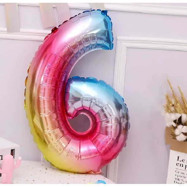 Balon din Folie Metalizata Flippy, Figurina Cifra, Tema Aniversare 40 cm, Ambalaj Individual, Pai inclus, Umflare cu