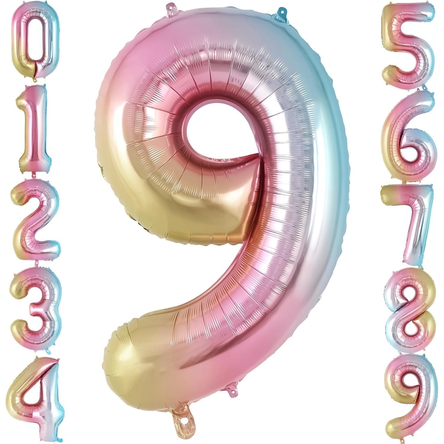 Balon din Folie Metalizata Flippy, Figurina Cifra, Tema Aniversare 40 cm, Ambalaj Individual, Pai inclus, Umflare cu