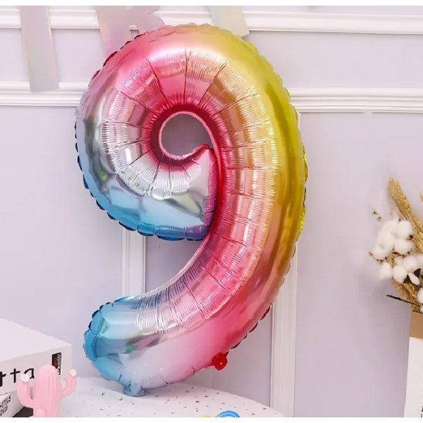 Balon din Folie Metalizata Flippy, Figurina Cifra, Tema Aniversare 40 cm, Ambalaj Individual, Pai inclus, Umflare cu