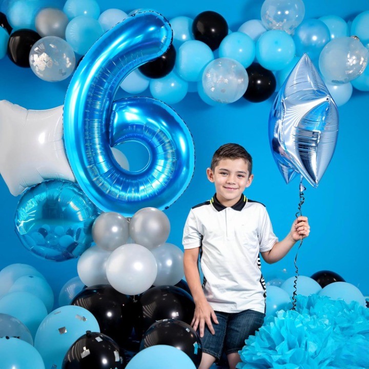 Balon din Folie Metalizata Flippy, Figurina Cifra, Tema Aniversare 40 cm, Ambalaj Individual, Pai inclus, Umflare cu