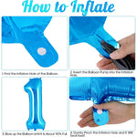 Balon din Folie Metalizata Flippy, Figurina Cifra, Tema Aniversare 40 cm, Ambalaj Individual, Pai inclus, Umflare cu