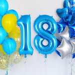 Balon din Folie Metalizata Flippy, Figurina Cifra, Tema Aniversare 40 cm, Ambalaj Individual, Pai inclus, Umflare cu