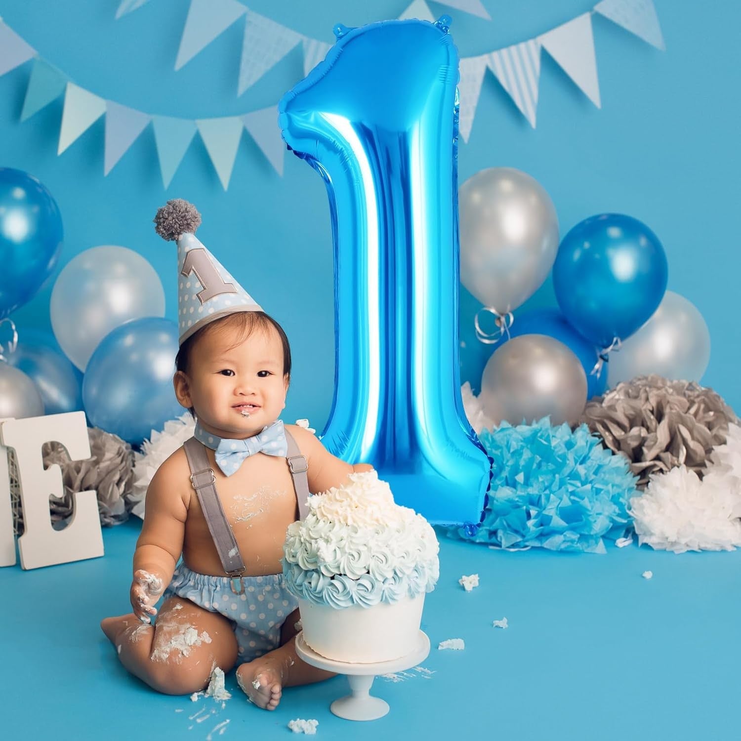 Balon din Folie Metalizata Flippy, Figurina Cifra, Tema Aniversare 40 cm, Ambalaj Individual, Pai inclus, Umflare cu
