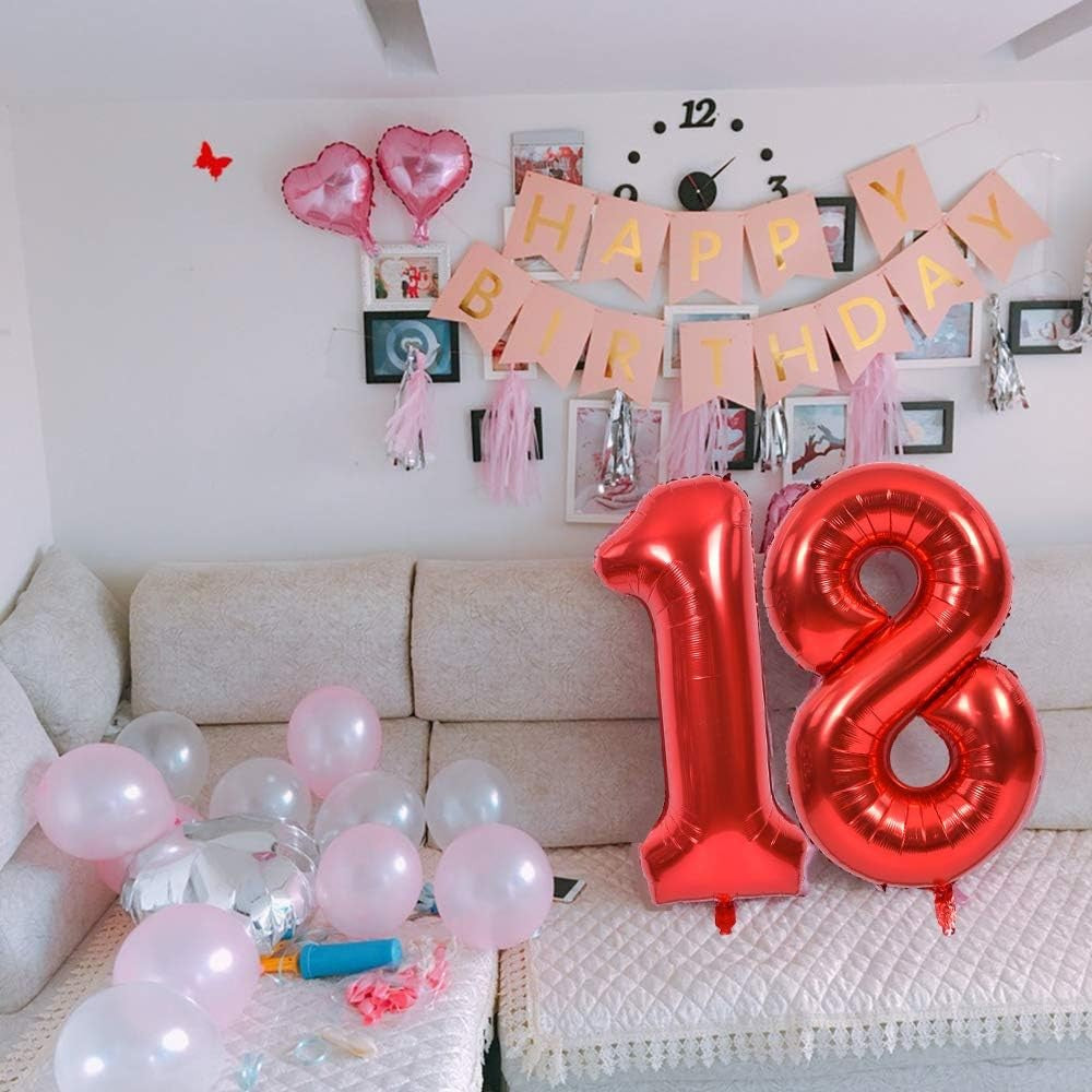 Balon din Folie Metalizata Flippy, Figurina Cifra, Tema Aniversare 40 cm, Ambalaj Individual, Pai inclus, Umflare cu