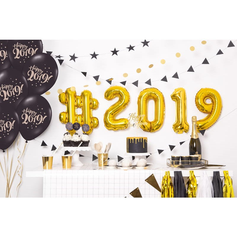 Balon din Folie Metalizata Flippy, Figurina Cifra, Tema Aniversare 40 cm, Ambalaj Individual, Pai inclus, Umflare cu