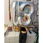 Balon din Folie Metalizata, Flippy, Figurina Cifra, Tema Aniversare 40 cm, Ambalaj Individual, Pai inclus, Umflare cu