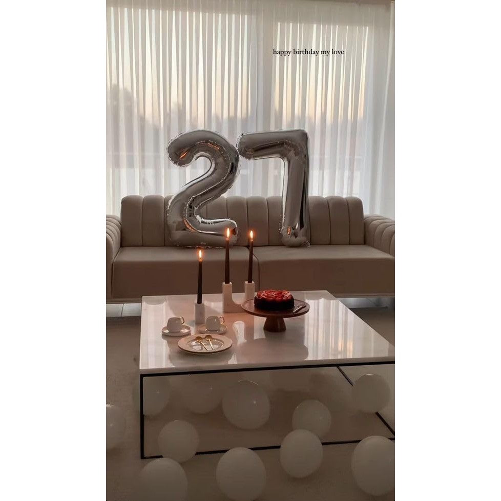 Balon din Folie Metalizata, Flippy, Figurina Cifra, Tema Aniversare 40 cm, Ambalaj Individual, Pai inclus, Umflare cu