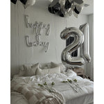 Balon din Folie Metalizata, Flippy, Figurina Cifra, Tema Aniversare 40 cm, Ambalaj Individual, Pai inclus, Umflare cu