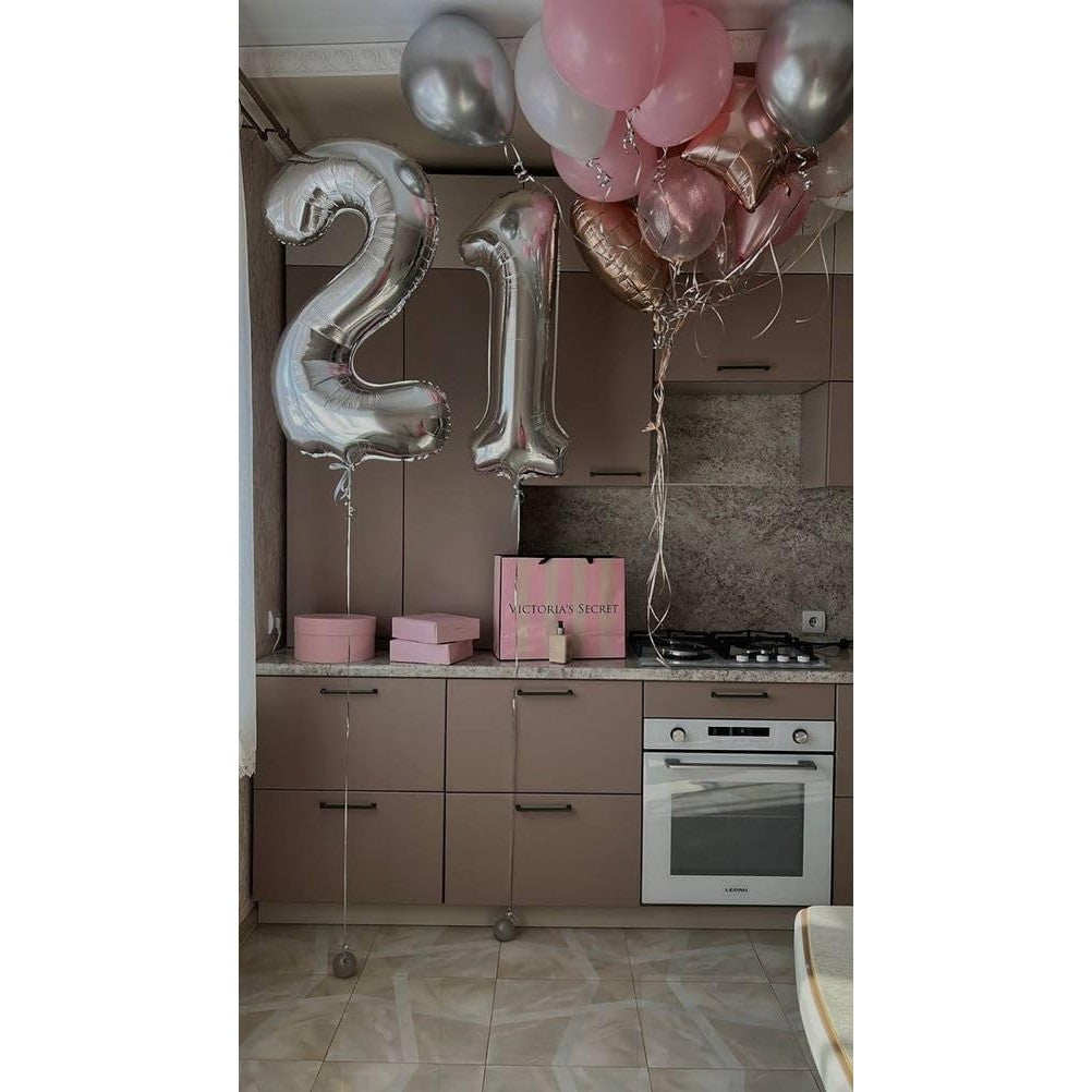 Balon din Folie Metalizata, Flippy, Figurina Cifra, Tema Aniversare 40 cm, Ambalaj Individual, Pai inclus, Umflare cu
