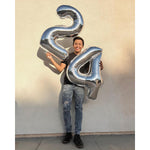 Balon din Folie Metalizata, Flippy, Figurina Cifra, Tema Aniversare 40 cm, Ambalaj Individual, Pai inclus, Umflare cu