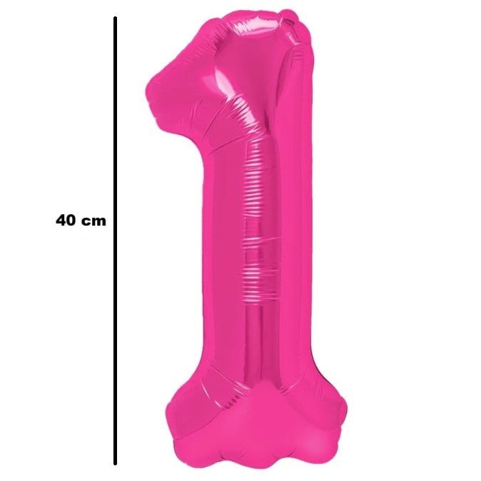 Balon din Folie Metalizata Flippy, Figurina Cifra, Tema Aniversare 40 cm, Ambalaj Individual, Pai inclus, Umflare cu