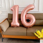 Balon din Folie Metalizata Flippy, Figurina Cifra, Tema Aniversare 40 cm, Ambalaj Individual, Pai inclus, Umflare cu