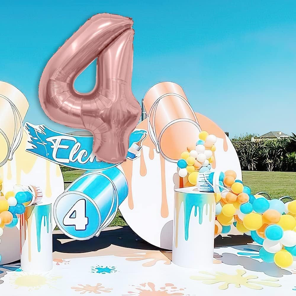 Balon din Folie Metalizata Flippy, Figurina Cifra, Tema Aniversare 40 cm, Ambalaj Individual, Pai inclus, Umflare cu