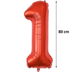 Balon din Folie Metalizata Flippy, Figurina Cifra, Tema Aniversare 80 cm, Ambalaj Individual, Pai inclus, Umflare cu