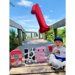 Balon din Folie Metalizata Flippy, Figurina Cifra, Tema Aniversare 80 cm, Ambalaj Individual, Pai inclus, Umflare cu