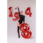 Balon din Folie Metalizata Flippy, Figurina Cifra, Tema Aniversare 80 cm, Ambalaj Individual, Pai inclus, Umflare cu