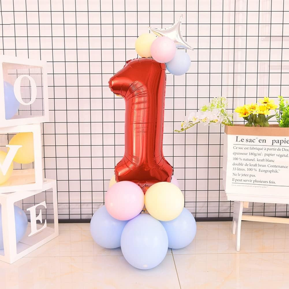 Balon din Folie Metalizata Flippy, Figurina Cifra, Tema Aniversare 80 cm, Ambalaj Individual, Pai inclus, Umflare cu