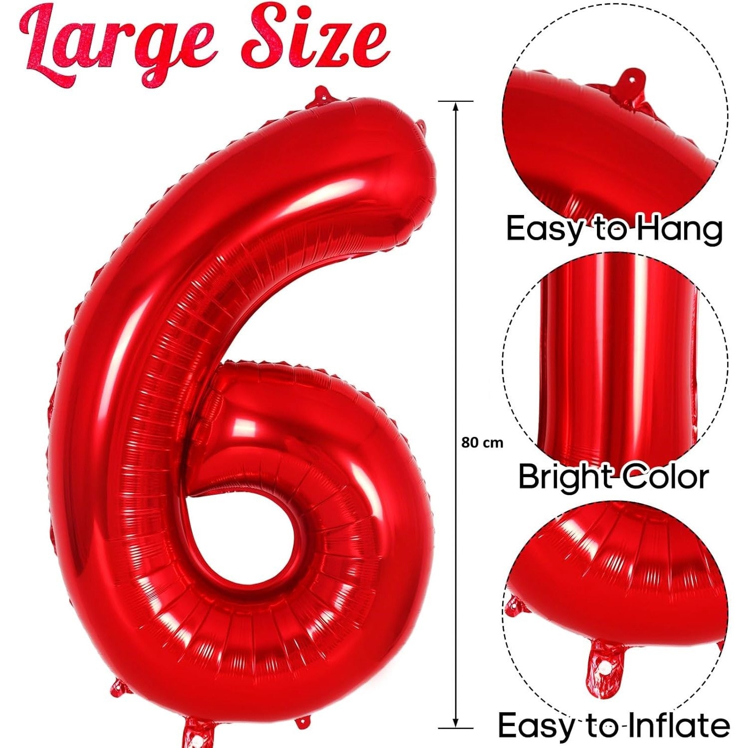 Balon din Folie Metalizata Flippy, Figurina Cifra, Tema Aniversare 80 cm, Ambalaj Individual, Pai inclus, Umflare cu