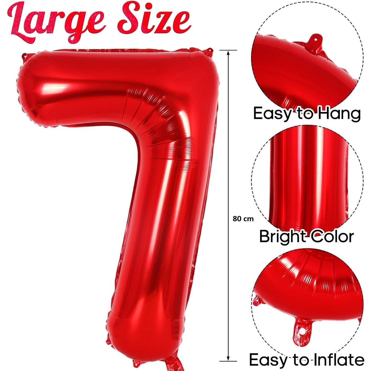 Balon din Folie Metalizata Flippy, Figurina Cifra, Tema Aniversare 80 cm, Ambalaj Individual, Pai inclus, Umflare cu