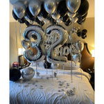 Balon din Folie Metalizata Flippy, Figurina Cifra, Tema Aniversare 40 cm, Ambalaj Individual, Pai inclus, Umflare cu