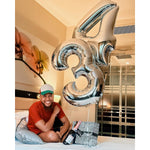 Balon din Folie Metalizata Flippy, Figurina Cifra, Tema Aniversare 40 cm, Ambalaj Individual, Pai inclus, Umflare cu