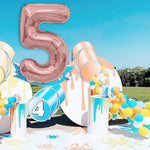 Balon din Folie Metalizata Flippy, Figurina Cifra, Tema Aniversare 80 cm, Ambalaj Individual, Pai inclus, Umflare cu