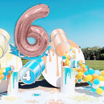 Balon din Folie Metalizata Flippy, Figurina Cifra, Tema Aniversare 80 cm, Ambalaj Individual, Pai inclus, Umflare cu