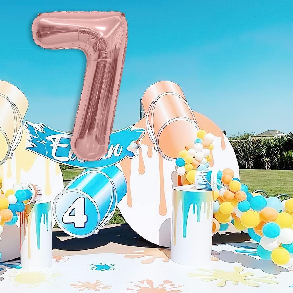 Balon din Folie Metalizata Flippy, Figurina Cifra, Tema Aniversare 80 cm, Ambalaj Individual, Pai inclus, Umflare cu