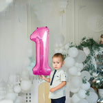 Balon din Folie Metalizata Flippy, Figurina Cifra, Tema Aniversare 80 cm, Ambalaj Individual, Pai inclus, Umflare cu
