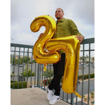 Balon din Folie Metalizata Flippy, Figurina Cifra, Tema Aniversare 40 cm, Ambalaj Individual, Pai inclus, Umflare cu
