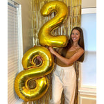 Balon din Folie Metalizata Flippy, Figurina Cifra, Tema Aniversare 40 cm, Ambalaj Individual, Pai inclus, Umflare cu