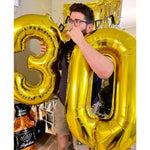 Balon din Folie Metalizata Flippy, Figurina Cifra, Tema Aniversare 80 cm, Ambalaj Individual, Pai inclus, Umflare cu