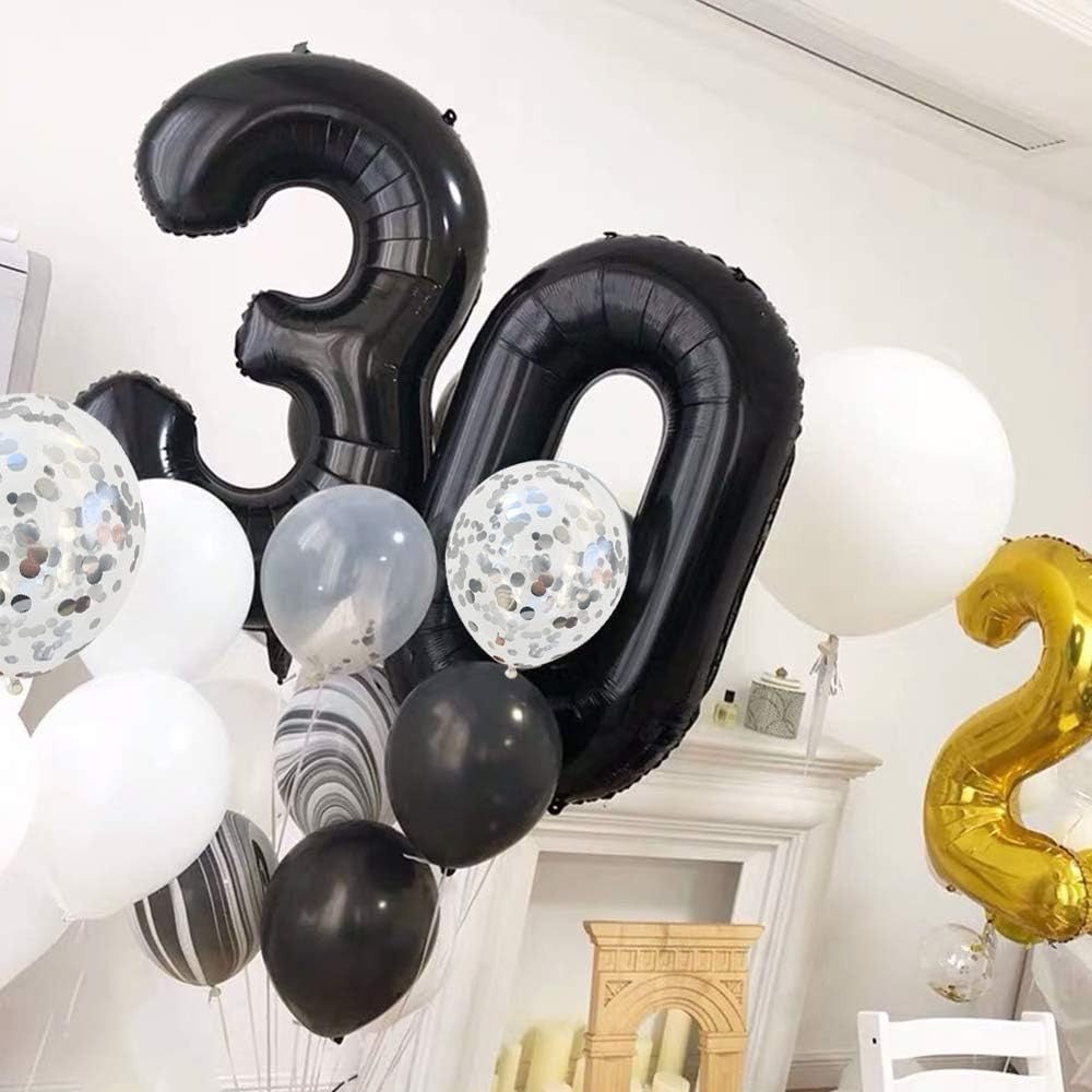 Balon din Folie Metalizata, Flippy, Figurina Cifra, Tema Aniversare 80 cm, Ambalaj Individual, Pai inclus, Umflare cu