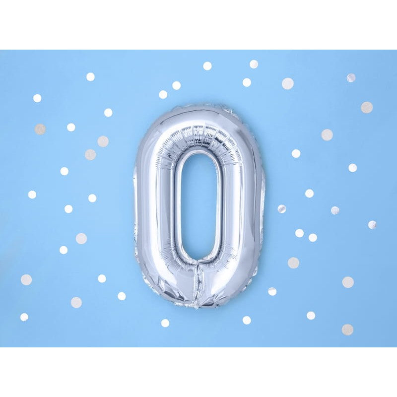 Balon din Folie Metalizata, Flippy, Figurina Cifra, Tema Aniversare 40 cm, Ambalaj Individual, Pai inclus, Umflare cu