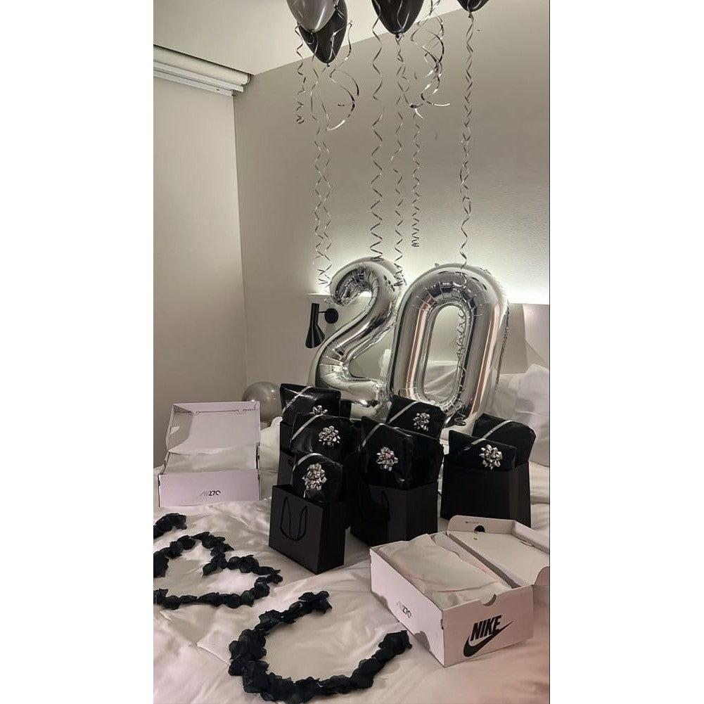 Balon din Folie Metalizata, Flippy, Figurina Cifra, Tema Aniversare 80 cm, Ambalaj Individual, Pai inclus, Umflare cu