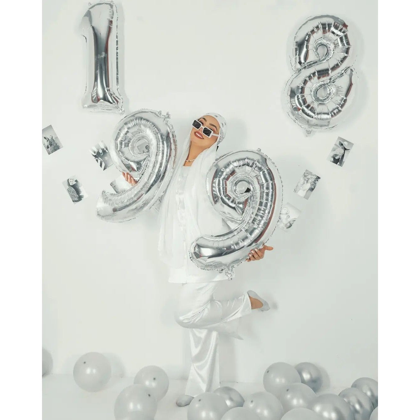 Balon din Folie Metalizata, Flippy, Figurina Cifra, Tema Aniversare 80 cm, Ambalaj Individual, Pai inclus, Umflare cu
