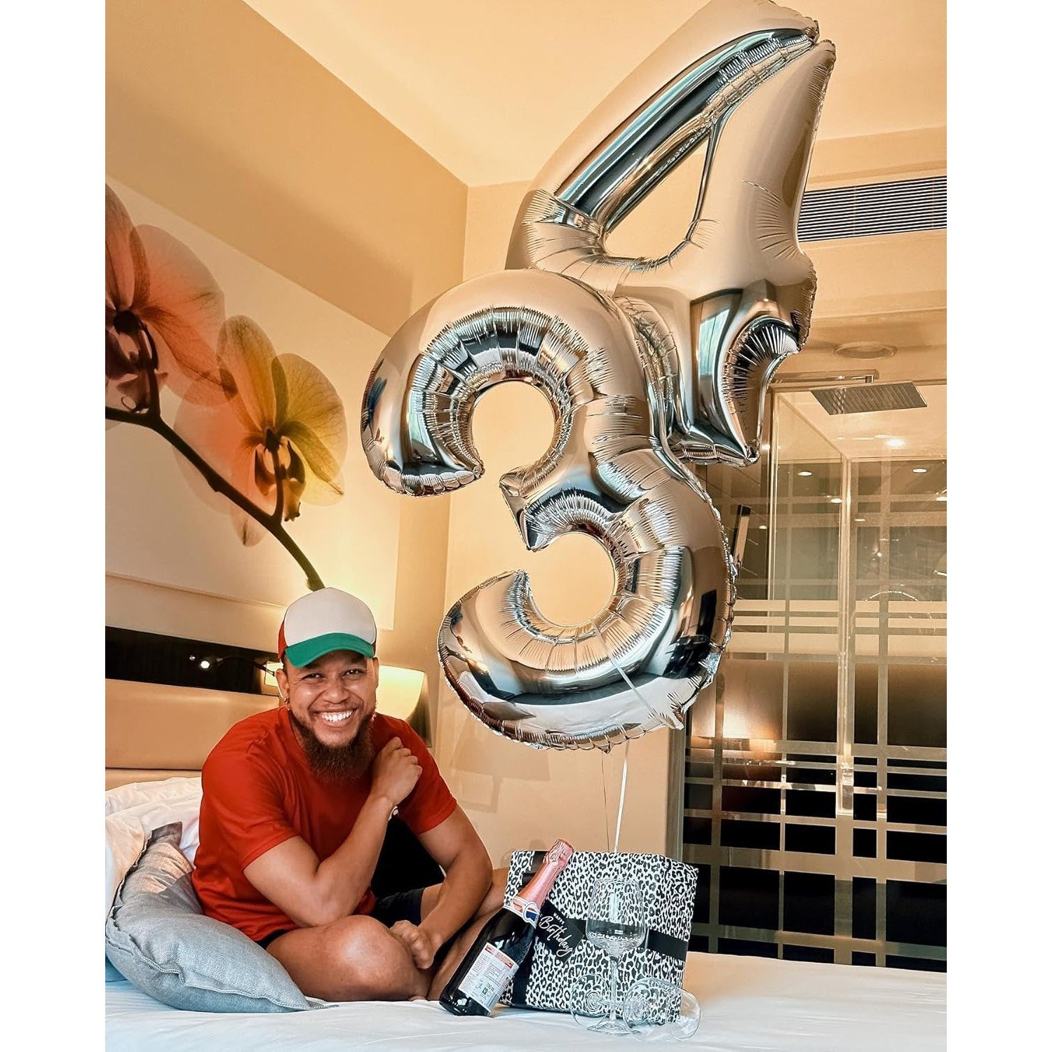 Balon din Folie Metalizata, Flippy, Figurina Cifra, Tema Aniversare 80 cm, Ambalaj Individual, Pai inclus, Umflare cu