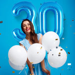 Balon din Folie Metalizata, Flippy, Figurina Cifra, Tema Aniversare 80 cm, Ambalaj Individual, Pai inclus, Umflare cu