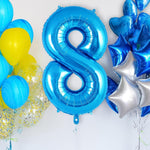 Balon din Folie Metalizata, Flippy, Figurina Cifra, Tema Aniversare 80 cm, Ambalaj Individual, Pai inclus, Umflare cu