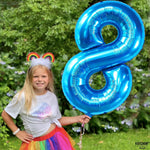 Balon din Folie Metalizata, Flippy, Figurina Cifra, Tema Aniversare 80 cm, Ambalaj Individual, Pai inclus, Umflare cu