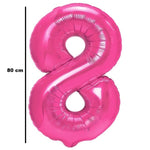 Balon din Folie Metalizata Flippy, Figurina Cifra, Tema Aniversare 80 cm, Ambalaj Individual, Pai inclus, Umflare cu