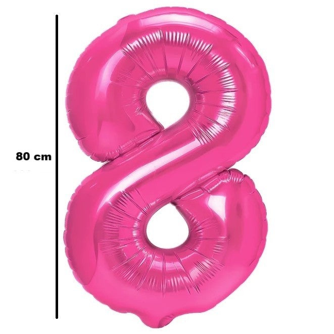 Balon din Folie Metalizata Flippy, Figurina Cifra, Tema Aniversare 80 cm, Ambalaj Individual, Pai inclus, Umflare cu