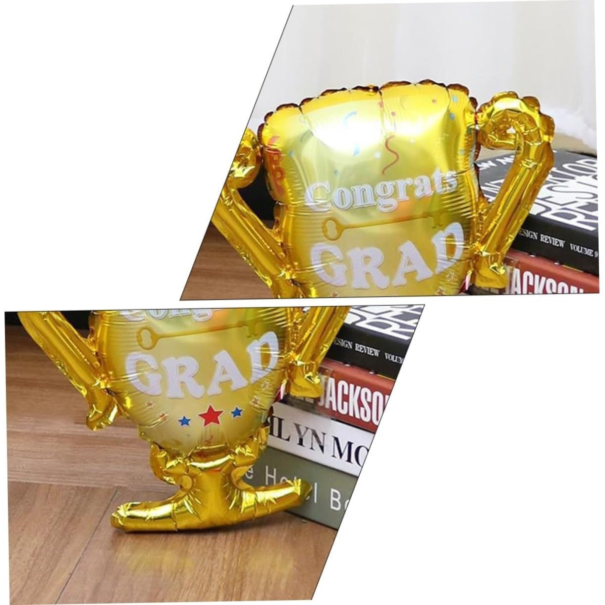 Balon din Folie Metalizata, Flippy, Figurina Cupa, Tema Absolvire, 65x72cm, Ambalaj Individual, Pai Inclus, Umflare cu