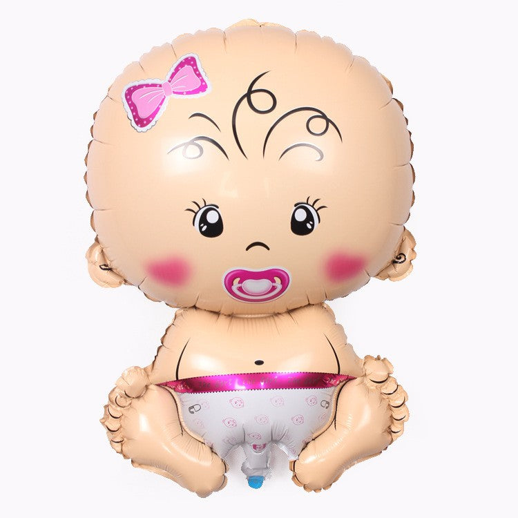 Balon din Folie Metalizata, Flippy, Figurina Fetita, Tema Botez, 73x48 cm, Ambalaj Individual, Pai Inclus, Umflare cu