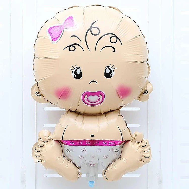 Balon din Folie Metalizata, Flippy, Figurina Fetita, Tema Botez, 73x48 cm, Ambalaj Individual, Pai Inclus, Umflare cu