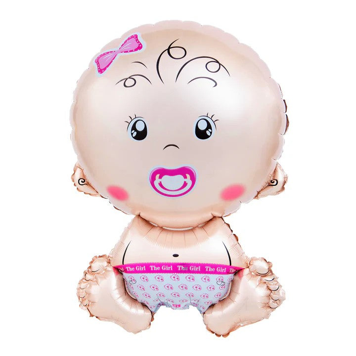 Balon din Folie Metalizata, Flippy, Figurina Fetita, Tema Botez, 73x48 cm, Ambalaj Individual, Pai Inclus, Umflare cu