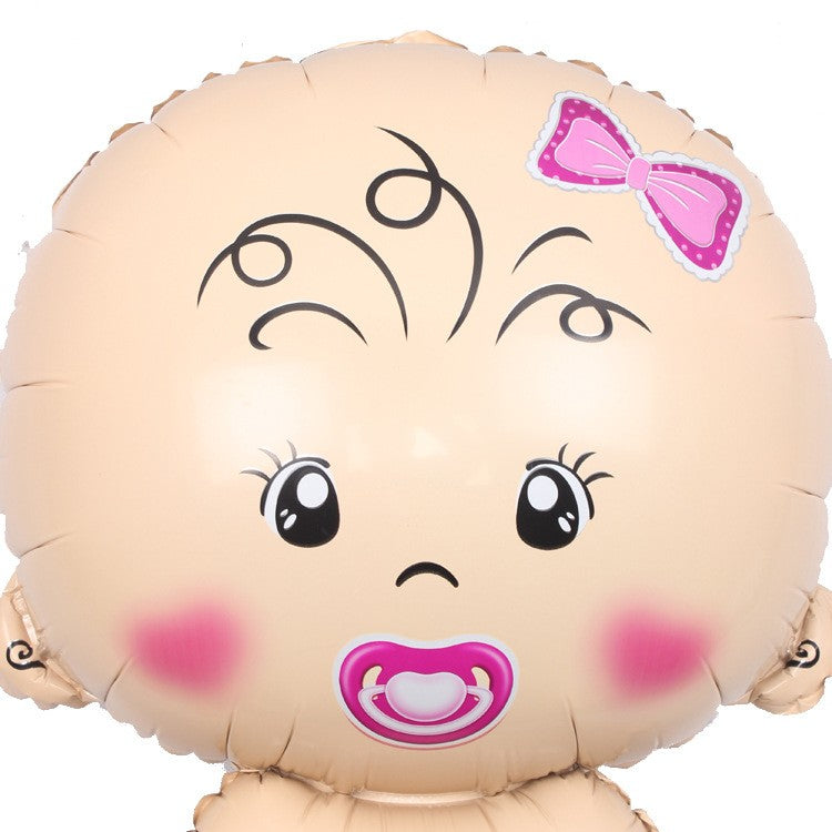 Balon din Folie Metalizata, Flippy, Figurina Fetita, Tema Botez, 73x48 cm, Ambalaj Individual, Pai Inclus, Umflare cu