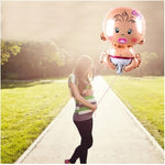Balon din Folie Metalizata, Flippy, Figurina Fetita, Tema Botez, 73x48 cm, Ambalaj Individual, Pai Inclus, Umflare cu