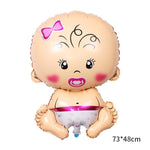 Balon din Folie Metalizata, Flippy, Figurina Fetita, Tema Botez, 73x48 cm, Ambalaj Individual, Pai Inclus, Umflare cu
